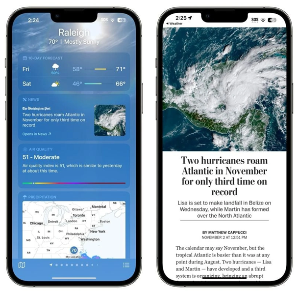 邢台苹果14维修分享iPhone 14手机如何看天气时顺带看新闻 